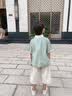 罗蒙男童汉服新中式国风中秋儿童唐装毕业演出服 浅绿色套装 90 实拍图