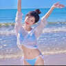 斤慕泳衣女比基尼罩衫海边度假游泳外搭沙滩防晒衣温泉罩衣外套女 防晒罩衫开叉白色均码可穿120斤 实拍图