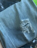 牵魅夏季薄款九分牛仔裤男生直筒宽松破洞牛仔裤韩版潮流休闲百搭乞丐裤宽松直筒9分裤子 N60破洞 2XL 实拍图