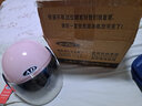 AD电动车头盔新国标认证男女士四季通用电瓶车安全帽女款冬季保暖围巾轻便半盔女款春秋款防护帽冬天 新国标【粉兔】透明镜 实拍图