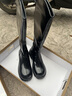 狄德拉大码女靴41一43长筒靴女秋冬厚底粗腿骑士靴胖mm大筒围v口高筒靴 黑色单里(加肥筒) 38 (240mm) 标准码 实拍图