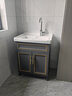 意洁利蜂窝铝落地浴室柜组合加深陶瓷一体盆洗手盆卫生间洗漱台洗脸盆柜 60cm落地普通盆+普通半封镜柜 奶油色(右小门款)-配白猫龙头 实拍图