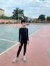 准者儿童健身服训练跑步透气速干高弹紧身衣裤打底衫中小学生篮球套装 套装  纯黑/灰134T-1+135T-1 M (140) 实拍图