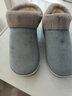 美瑞家秋冬季居家用男女情侣毛棉拖鞋包跟保暖加厚底防滑带跟月子带后跟 蓝灰 40-41(适合37-38脚) 实拍图