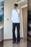 7家优品黑色美式高街弯刀直筒男士加绒牛仔裤男冬季微喇休闲裤男裤子男 DFFS-701黑色 XL【建议125斤-140斤】 实拍图