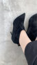 独女2023冬新款羊猄皮高跟短筒靴黑色磨砂短靴女尖头靴子细跟及裸靴 黑色10cm 36 晒单实拍图