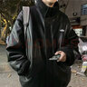 NASALIKE羊羔毛棉衣情侣棉衣男冬季痞帅羽绒棉服ins港风两面穿PU皮厚外套 T74黑色(双面穿) L 关注店铺 优先发货 实拍图