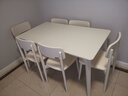 全友家居奶油风餐桌小户型长方形实木腿吃饭桌椅子组合一桌四椅家用 木质台面|1.4m餐桌+餐椅*6 实拍图