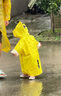 彩虹房子   儿童雨衣卡通雨披上学户外防水雨披EVA小恐龙防滑雨鞋 雨衣S(建议身高88cm内) 实拍图