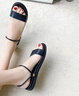 ZHR凉鞋女学生真牛皮平底凉拖女百搭罗马一字带沙滩女鞋外穿 M271 黑色 40 实拍图
