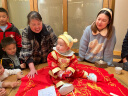 优益贝宝宝周岁抓周衣服男宝女宝抓周礼服唐装周岁生日喜庆礼服演出服 吉祥福（90码含鞋帽袜） 均码 红色 实拍图