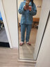 优婷菲（YOUTINGFEI）睡衣女春秋季纯棉长袖薄款宽松全棉家居服女士秋款大码套装可外穿 HME-8237浅绿 L(身高158-165 体重100-125) 实拍图