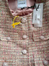 bebe2024春季新款女士小香风粗花呢纯色圆领短款夹克外套140302 粉红 XS 晒单实拍图