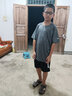 艾伦伯顿（Alen Botun）运动套装男健身服速干冰丝休闲短袖夏季薄款t恤训练篮球跑步服 暗黑套装+灰黑套装 L(130-145)斤 实拍图