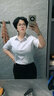 佐马仕短袖衬衫女工装衬衣女士商务休闲修身职业装女装夏季工作服正装 方领纯白色DN2655 5XL/42码（150斤-160斤） 实拍图