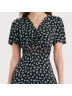 歌莉娅预售| 夏季新品  V领扭结连衣裙  1A6H4KAKA 27D黑底印花（预计5月6日发货） XS（预计5月6日发货） 实拍图