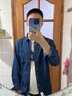 Colombass 纯棉牛仔衬衫男秋季新款韩版潮流休闲修身男士长袖衬衣男外套 深蓝 39/M/170 实拍图