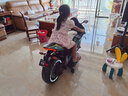 钻诗大号儿童电动摩托车可坐大人3-10岁男女小孩宝充电两轮双人玩具车 湖蓝12V7A双驱皮座+灯轮手转把 实拍图