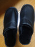 范米尼头层牛皮棉拖鞋秋冬真皮拖鞋加厚防泼水家居家用室内男女老人防滑 652【黑色】显瘦版.头层牛皮鞋面 41-42 码【28】内长26厘米 实拍图