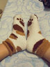 雅鹿珊瑚绒袜子女中筒袜秋冬季加厚加绒保暖可爱猫爪袜睡眠家居地板袜 猫爪珊瑚绒-随机 3双 实拍图