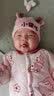 贝娜茜婴儿帽子秋冬季春秋薄款男宝宝6-12个月女可爱新生儿胎帽套头帽冬 1321-小甜心-粉色 帽子+三角巾 0-15个月 38-46CM 实拍图