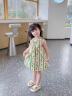 班喜迪六一儿童节礼物女童夏装连衣裙儿童吊带沙滩公主裙宝宝裙子夏季 绿色 100cm 晒单实拍图