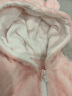 童泰秋冬季婴儿加绒外出衣服1-18月宝宝连帽连体哈衣 粉色 80cm 实拍图