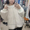 艾珠儿羊羔毛外套女秋冬季百搭新款连帽棉袄加绒加厚小个子棉衣棉服女 白色 XL 实拍图