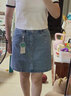 茵曼（INMAN）100%纯棉牛仔短裙2024夏季女装新款双层袋口A摆显高显腿长半身裙 牛仔蓝 L 实拍图