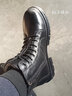 可尼特雪地靴男靴新品头层牛皮黑色马丁靴男韩版时尚中高帮厚底大码加棉靴保暖工装靴子男47码 黑色单鞋 39皮鞋码 实拍图