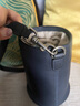 裘真情人节礼物抽绳水桶包女植鞣头层牛皮包包复古通勤单肩斜跨休闲包 蓝色-小号 实拍图