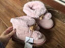 卡特兔儿童雪地靴女宝冬季学步鞋保暖棉鞋翻毛边加绒可爱毛球童鞋XCJ40 实拍图