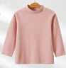 拉比儿童半高领上衣 25秋冬季圆领保暖套头 打底衫长T恤打底衫 悦趣半高领-粉红 110 cm 实拍图