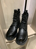 ZHR马丁靴女复古加绒厚底短靴女潮酷系带圆头工装女靴 H156A 黑色 37 实拍图