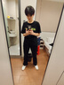 卡图弛美式潮牌纯棉短袖t恤男夏季宽松五分半袖ins高街复古重磅打底衣服 黑色 L 【建议100-120斤】 实拍图