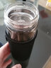 富光 玻璃杯水杯男双层泡茶杯隔热便携过滤带盖女随手透明杯子定制 1627 双层咖啡色 420ml 实拍图