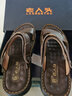 老人头凉鞋男夏季新品男士两用凉拖牛皮真皮厚底百搭沙滩拖鞋男 经典款-棕色 40 实拍图
