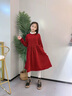 皮尔卡丹（pierre cardin）童装 女童连衣裙早春洋气儿童公主裙中大童小女孩新年装礼服裙子 红色 130 实拍图