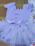 智友伴女童舞蹈服装儿童演出服夏季短袖公主蓬蓬裙跳舞练功表演服 Z7707紫色 130cm（适合身高120-130cm） 实拍图