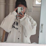 迪伽达蜘蛛棒球服夹克男女春秋季美式复古高街上衣宽松休闲潮流外套男 TMZXF-W272杏色 XL 实拍图