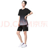 艾伦伯顿运动套装女瑜伽服跑步速干衣夏季宽松大码短裤健身T恤短袖羽毛球 黑灰套装【冰丝 速干 透气】 M【90-115斤】 实拍图