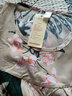 兰威费雷(200斤内可穿)睡衣女夏季棉绸加肥长款睡裙女大码家居服孕妇 RM杏色水墨花 4XL （145-160斤） 实拍图