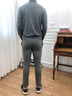 JEEP SPIRIT吉普卫衣套装男秋冬季开衫休闲运动装加绒休闲裤卫裤立领跑步服 黑色束脚常规款（不加绒） XL （120-135斤） 实拍图