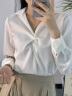 FitonTon白色衬衫女设计感春秋雪纺上衣通勤面试轻熟垂感衬衣 白色 XL 晒单实拍图