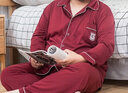 佳布优品春秋季纯棉睡衣男加肥加大码长袖宽松胖子家居服300斤肥佬特大号 酒红色 5XL （建议260-330斤） 实拍图