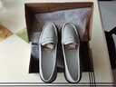 美思鸟（MEISINIAO）女鞋舒适豆豆鞋镂空透气凉鞋牛皮平底单鞋牛筋底防滑中老年妈妈鞋 灰色 40 实拍图