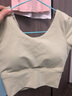 生活秀（Livex）裸感瑜伽服健身上衣露脐美背带胸垫速干短袖跑步运动女 豆绿 S  实拍图