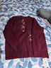 俞兆林妈妈装红色毛衣女冬装加绒针织衫老年人衣服加厚针织衫 Y244Z6013 实拍图