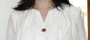 茵曼（INMAN）醋酸通勤压褶V领白衬衫2024夏女装新款休闲高级洋气短袖宽松上衣 米杏色 L 晒单实拍图