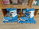 米高 轮滑鞋儿童溜冰鞋男女全套装可调滑冰鞋旱冰鞋初学者 蓝色MI0套装2（K12-八件套） M (推荐鞋码31-34内长20-22.5cm) 实拍图
